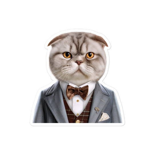 Scottish Fold Hotel Staff Sticker - Stickerfy.ai