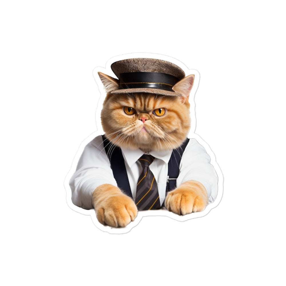 Exotic Shorthair Transit Operator Sticker - Stickerfy.ai