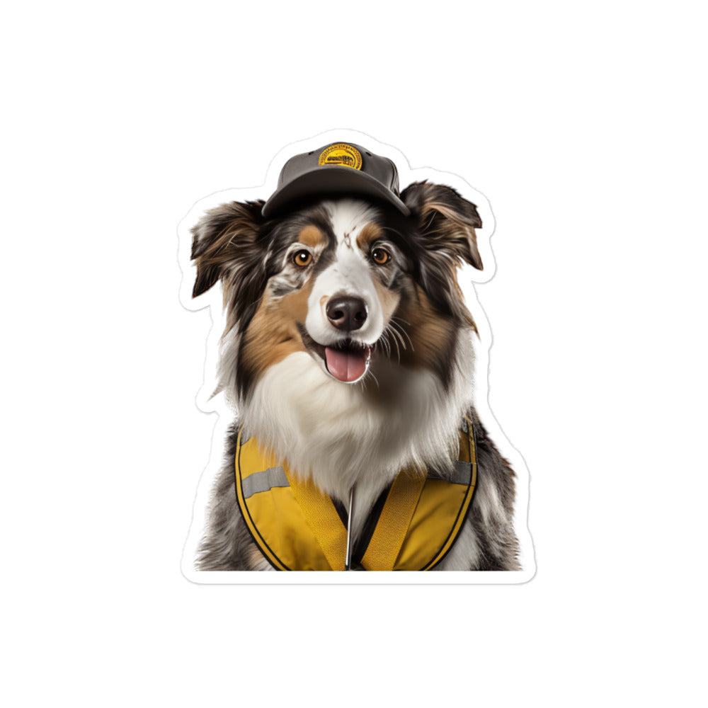 Australian Shepherd Transit Operator Sticker - Stickerfy.ai