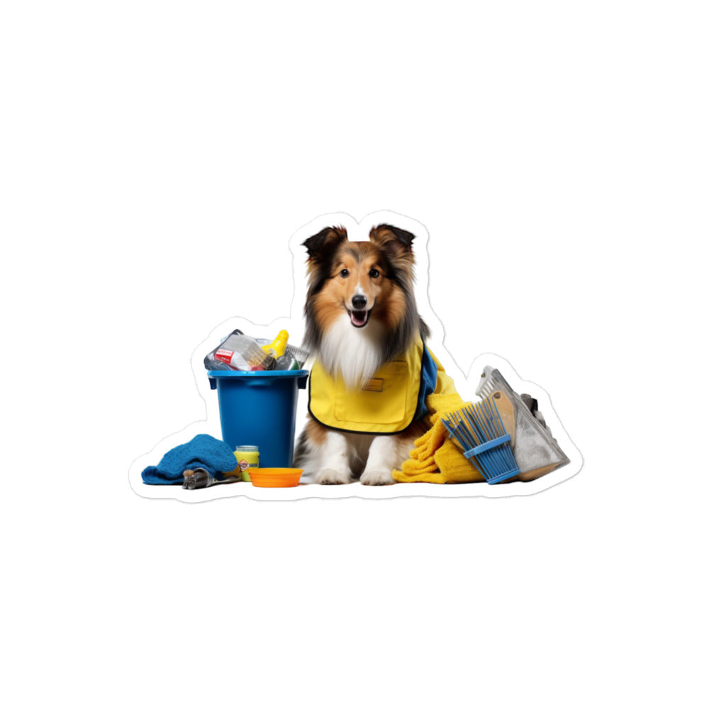 Shetland Sheepdog Janitor Sticker - Stickerfy.ai