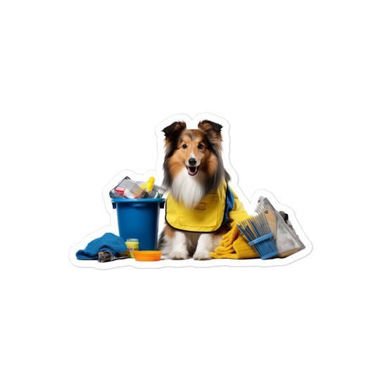 Shetland Sheepdog Janitor Sticker - Stickerfy.ai