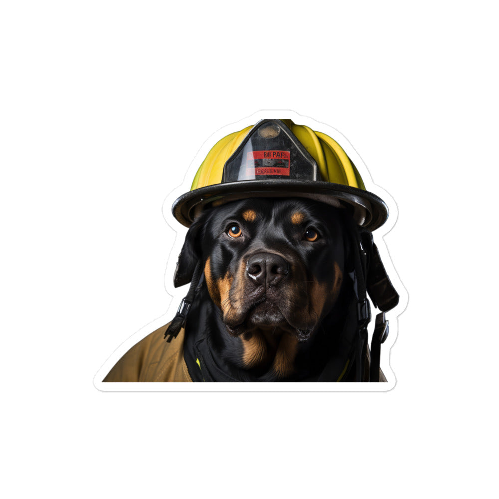 Rottweiler Firefighter Sticker - Stickerfy.ai