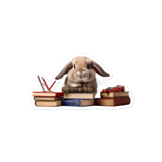 Britannia Petite Enthusiastic Student Bunny Sticker - Stickerfy.ai