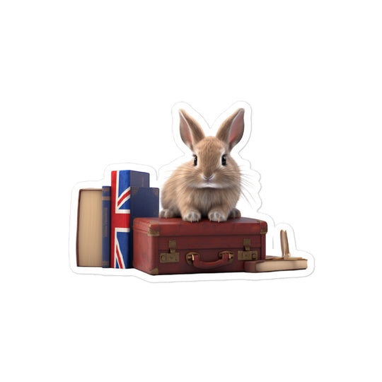 Britannia Petite Enthusiastic Student Bunny Sticker - Stickerfy.ai