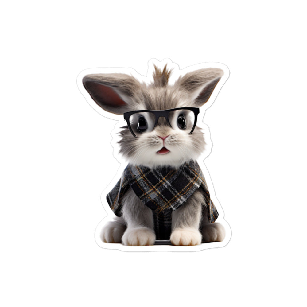 Britannia Petite Enthusiastic Student Bunny Sticker - Stickerfy.ai