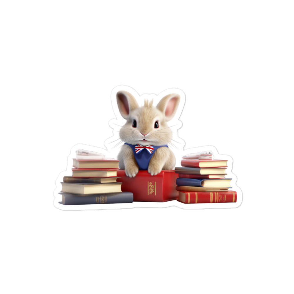 Britannia Petite Enthusiastic Student Bunny Sticker - Stickerfy.ai