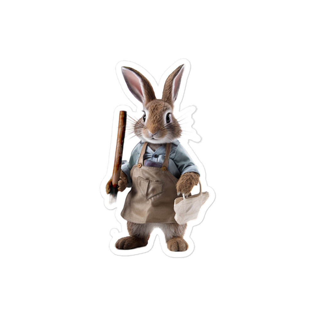 Britannia Petite Diligent Janitor Bunny Sticker - Stickerfy.ai