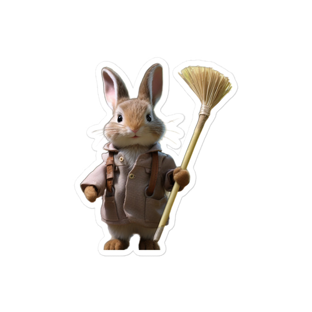 Britannia Petite Diligent Janitor Bunny Sticker - Stickerfy.ai