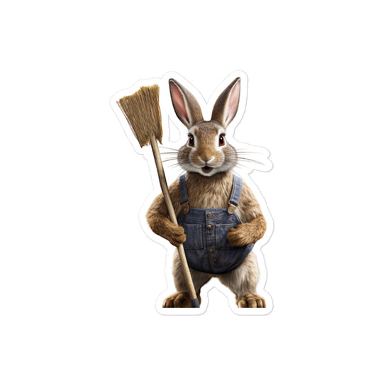 American Diligent Janitor Bunny Sticker - Stickerfy.ai