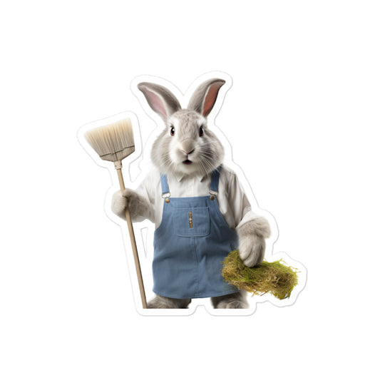 Angora Diligent Janitor Bunny Sticker - Stickerfy.ai