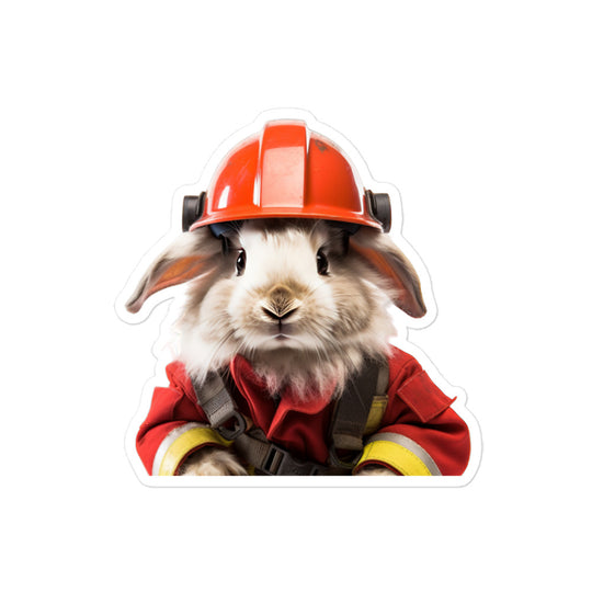 Angora Brave Firefighter Bunny Sticker - Stickerfy.ai