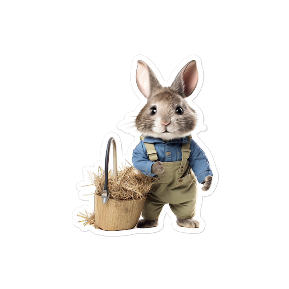 Chinchilla Diligent Janitor Bunny Sticker - Stickerfy.ai