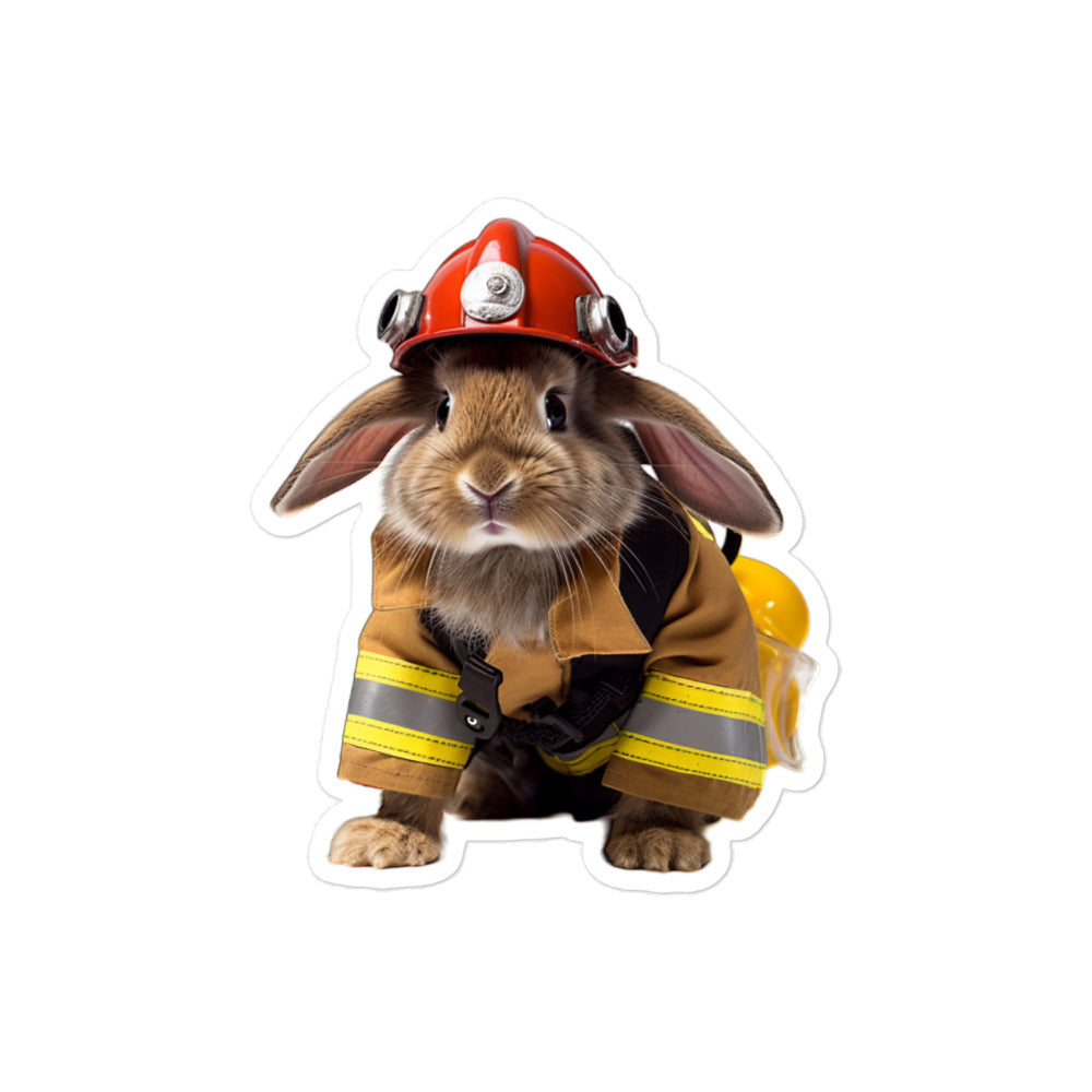 Dutch Brave Firefighter Bunny Sticker - Stickerfy.ai