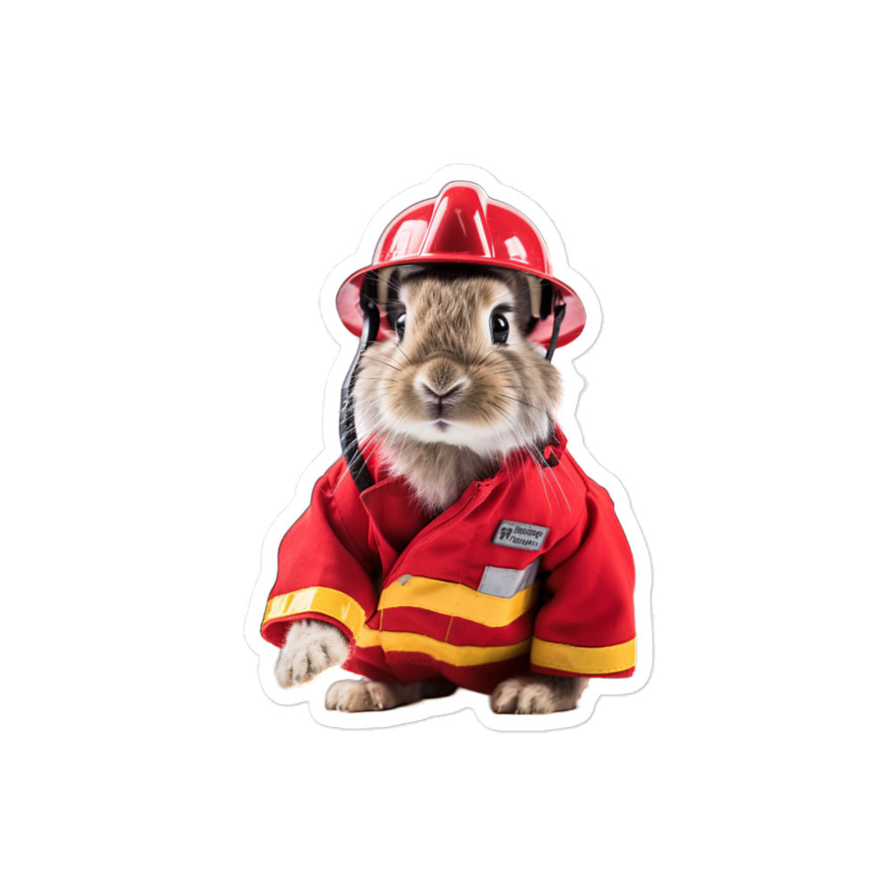 Dutch Brave Firefighter Bunny Sticker - Stickerfy.ai