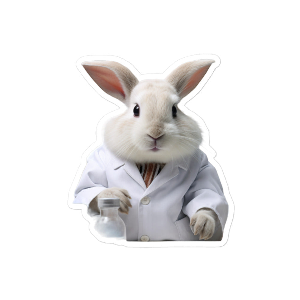 Dwarf Hotot Knowledgeable Pharmacist Bunny Sticker - Stickerfy.ai