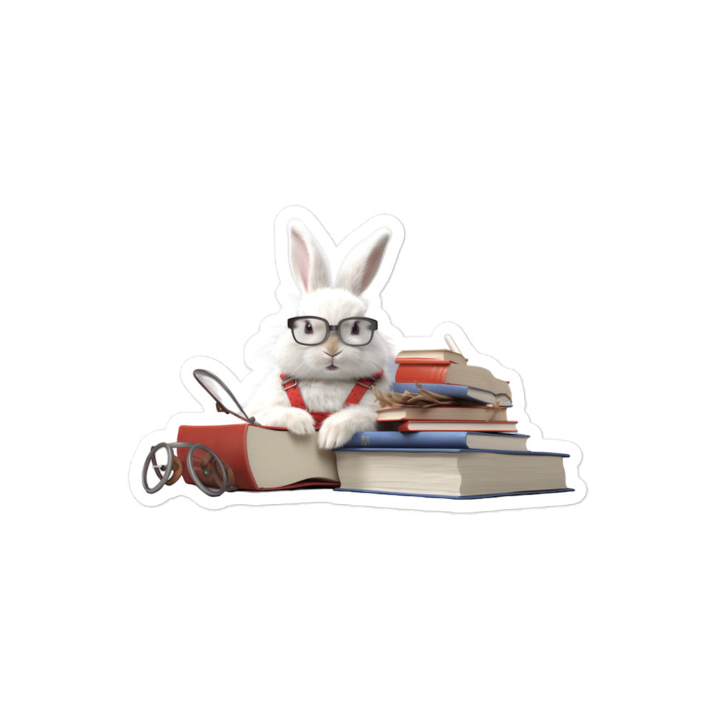 English Spot Enthusiastic Student Bunny Sticker - Stickerfy.ai