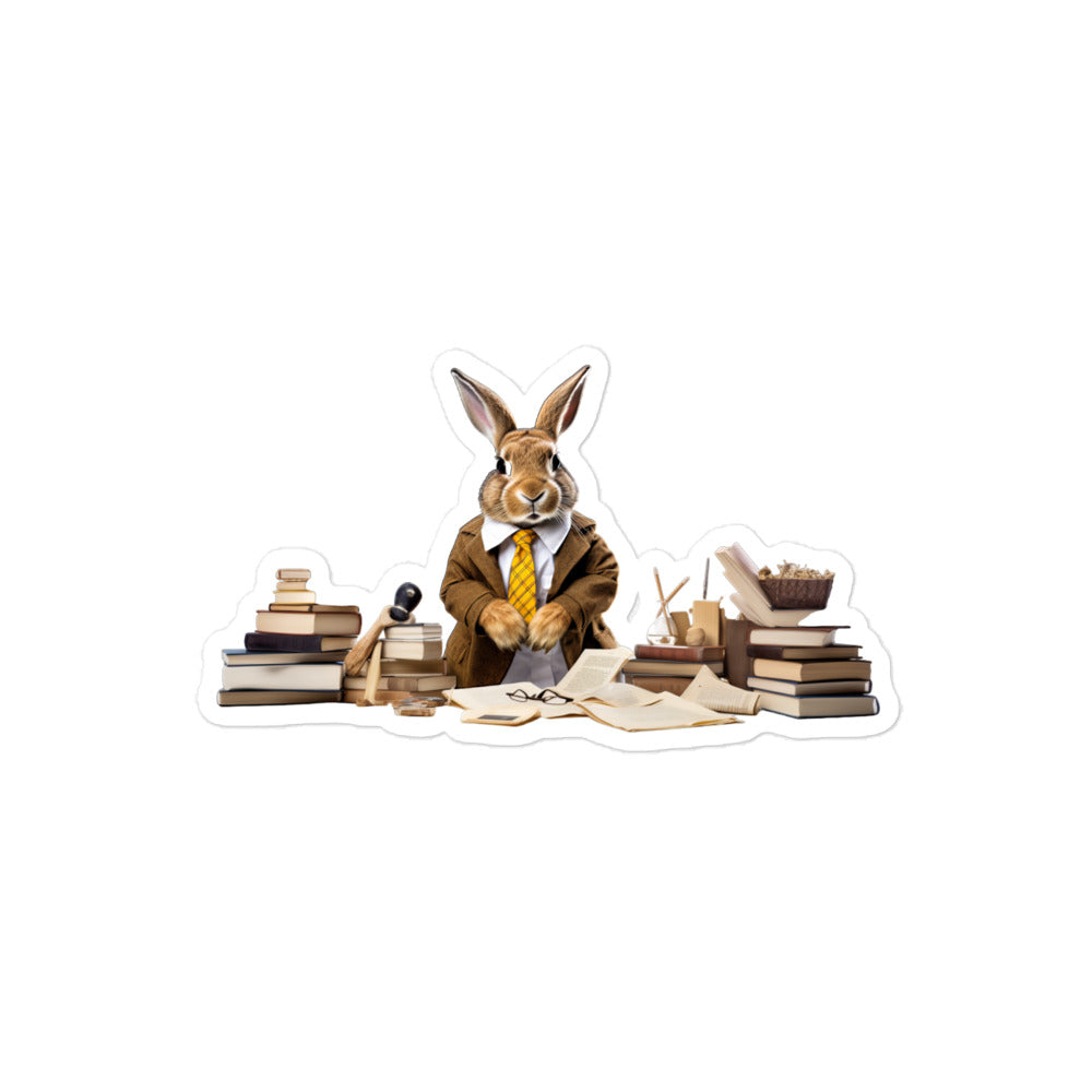 Flemish Giant Enthusiastic Student Bunny Sticker - Stickerfy.ai