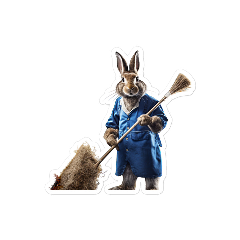 Flemish Giant Diligent Janitor Bunny Sticker - Stickerfy.ai