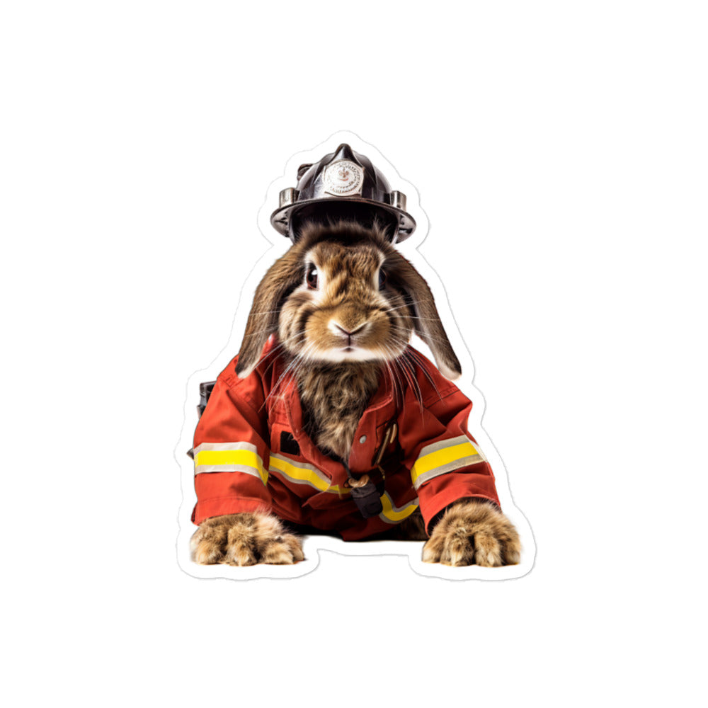 Flemish Giant Brave Firefighter Bunny Sticker - Stickerfy.ai