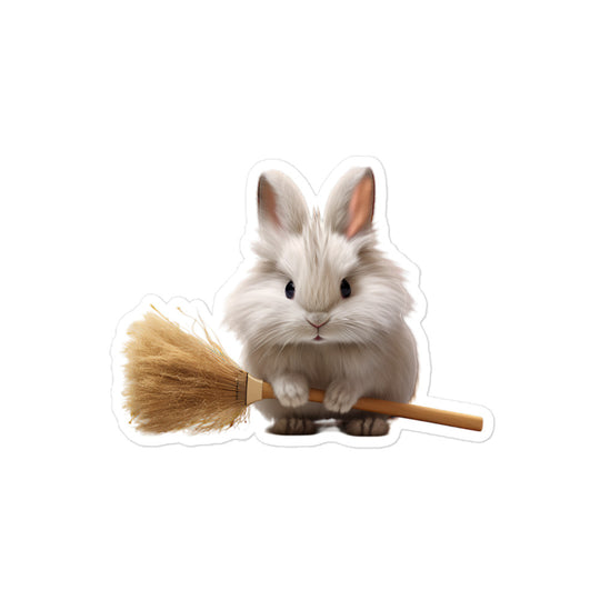 French Angora Diligent Janitor Bunny Sticker - Stickerfy.ai