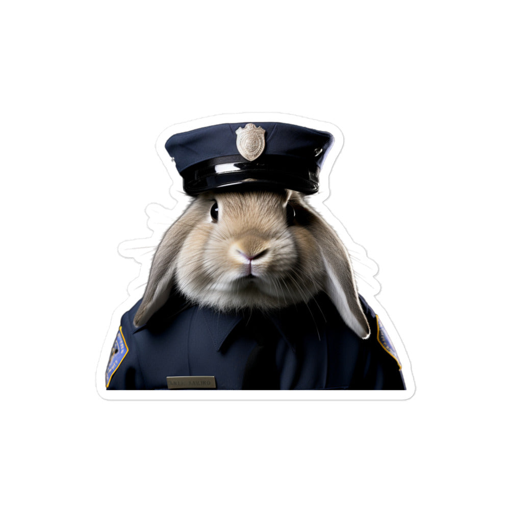 Holland Lop Security Officer Bunny Sticker - Stickerfy.ai
