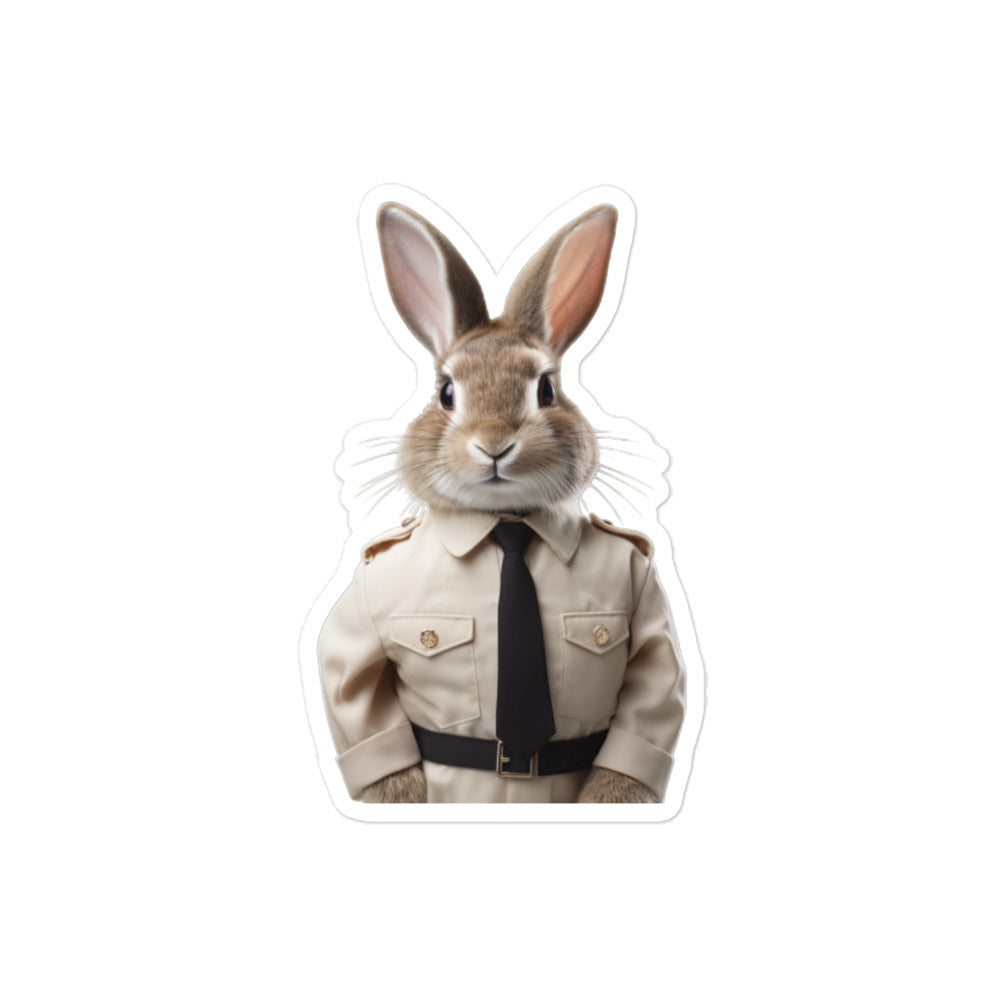Jersey Wooly Security Officer Bunny Sticker - Stickerfy.ai