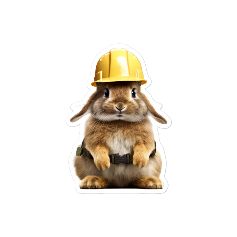 Jersey Wooly Contractor Bunny Sticker - Stickerfy.ai