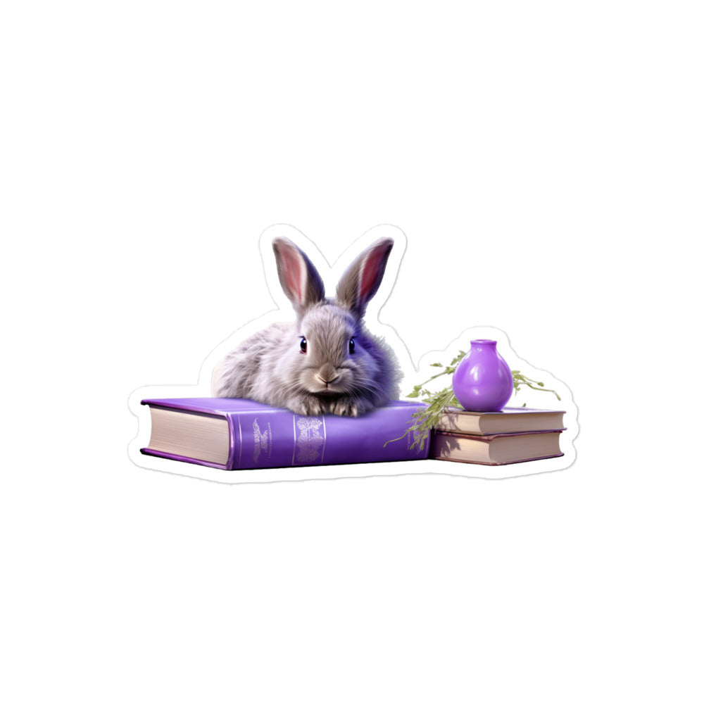 Lilac Enthusiastic Student Bunny Sticker - Stickerfy.ai
