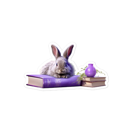 Lilac Enthusiastic Student Bunny Sticker - Stickerfy.ai