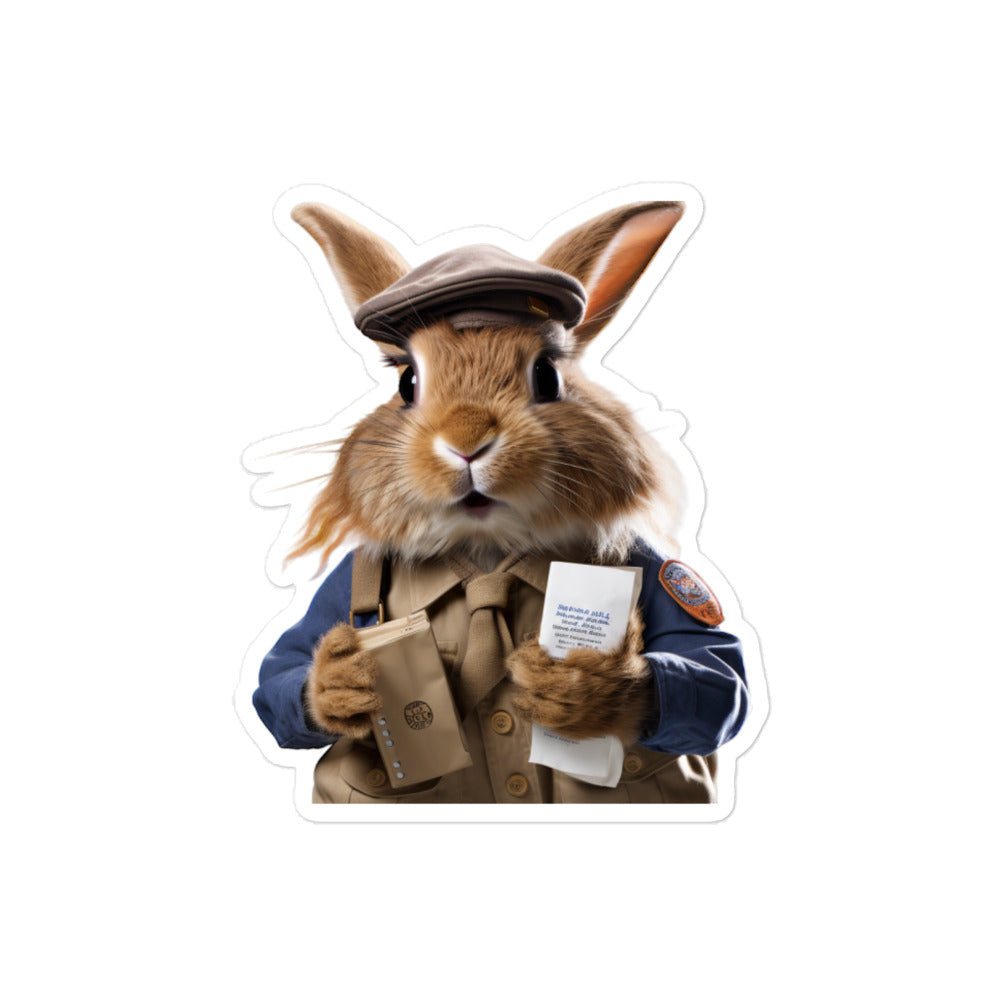 Lionhead Mail Carrier Bunny Sticker - Stickerfy.ai