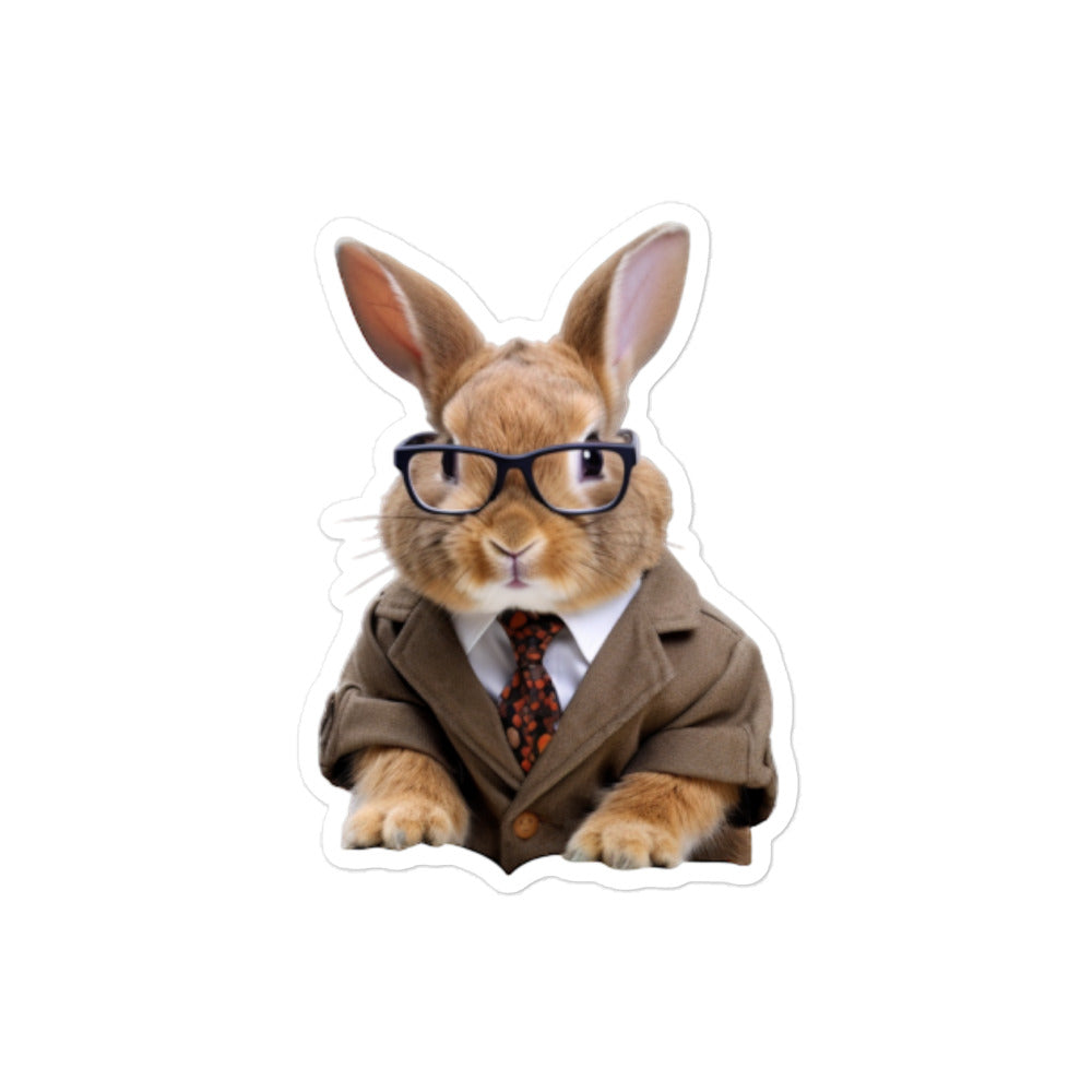 Mini Rex Enthusiastic Student Bunny Sticker - Stickerfy.ai