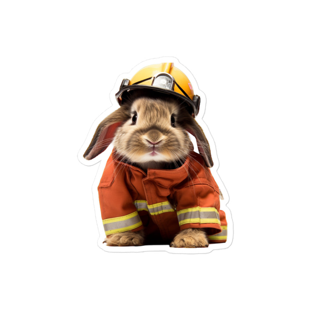 Mini Rex Brave Firefighter Bunny Sticker - Stickerfy.ai