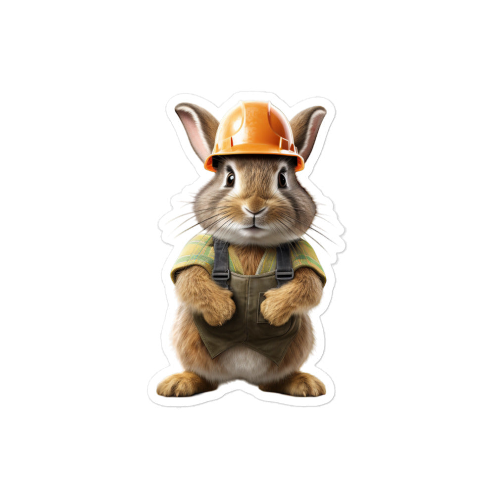 Rhinelander Contractor Bunny Sticker - Stickerfy.ai