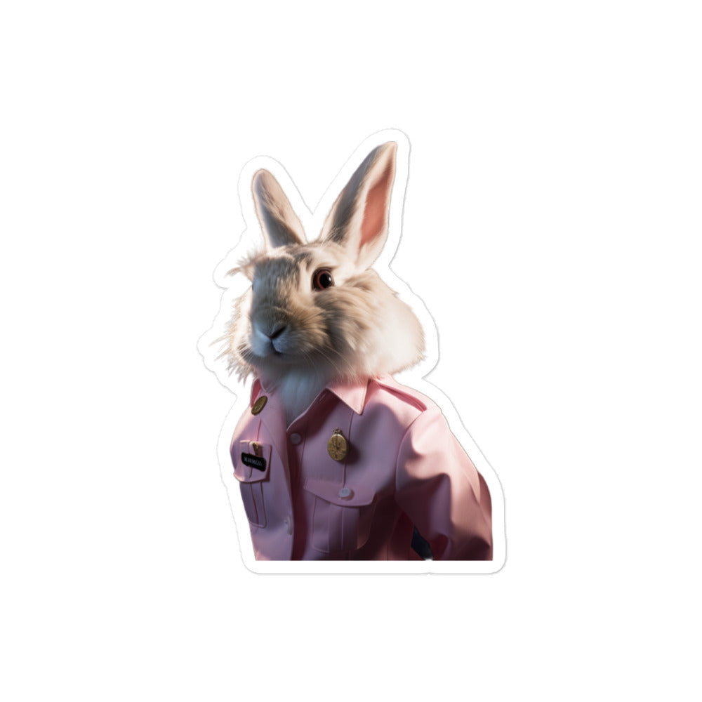Satin Angora Transit Operator Bunny Sticker - Stickerfy.ai