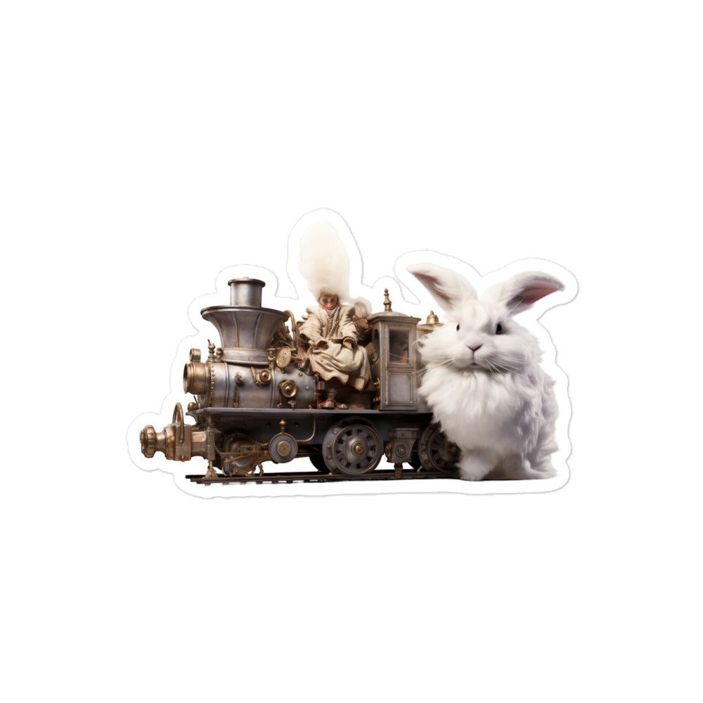 Satin Angora Transit Operator Bunny Sticker - Stickerfy.ai