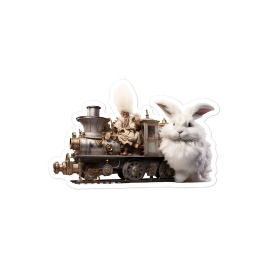 Satin Angora Transit Operator Bunny Sticker - Stickerfy.ai