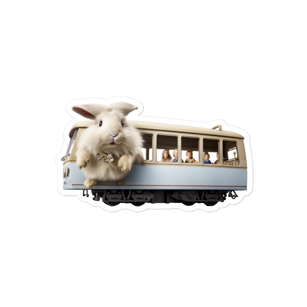 Satin Angora Transit Operator Bunny Sticker - Stickerfy.ai