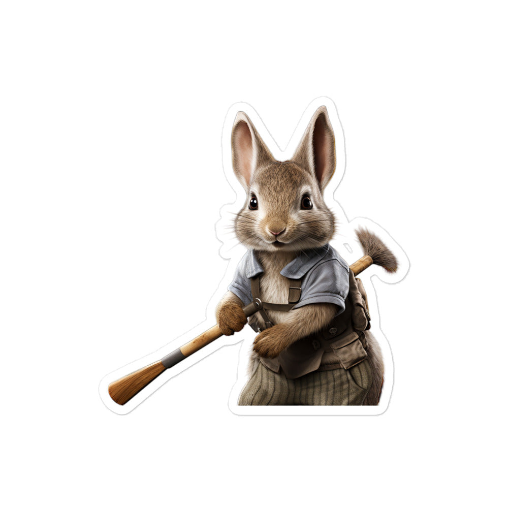Silver Marten Diligent Janitor Bunny Sticker - Stickerfy.ai