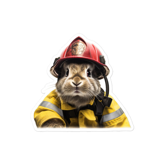 Polish Brave Firefighter Bunny Sticker - Stickerfy.ai