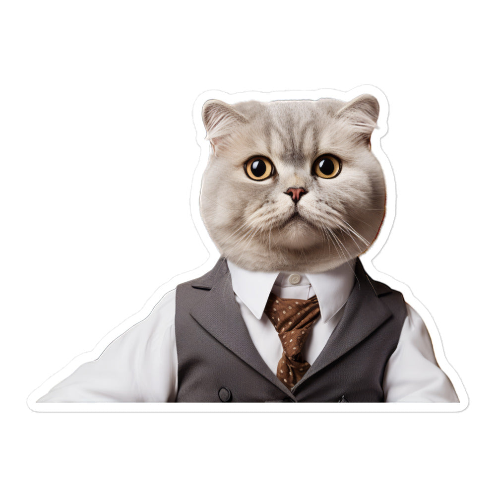 Scottish Fold Hotel Staff Sticker - Stickerfy.ai