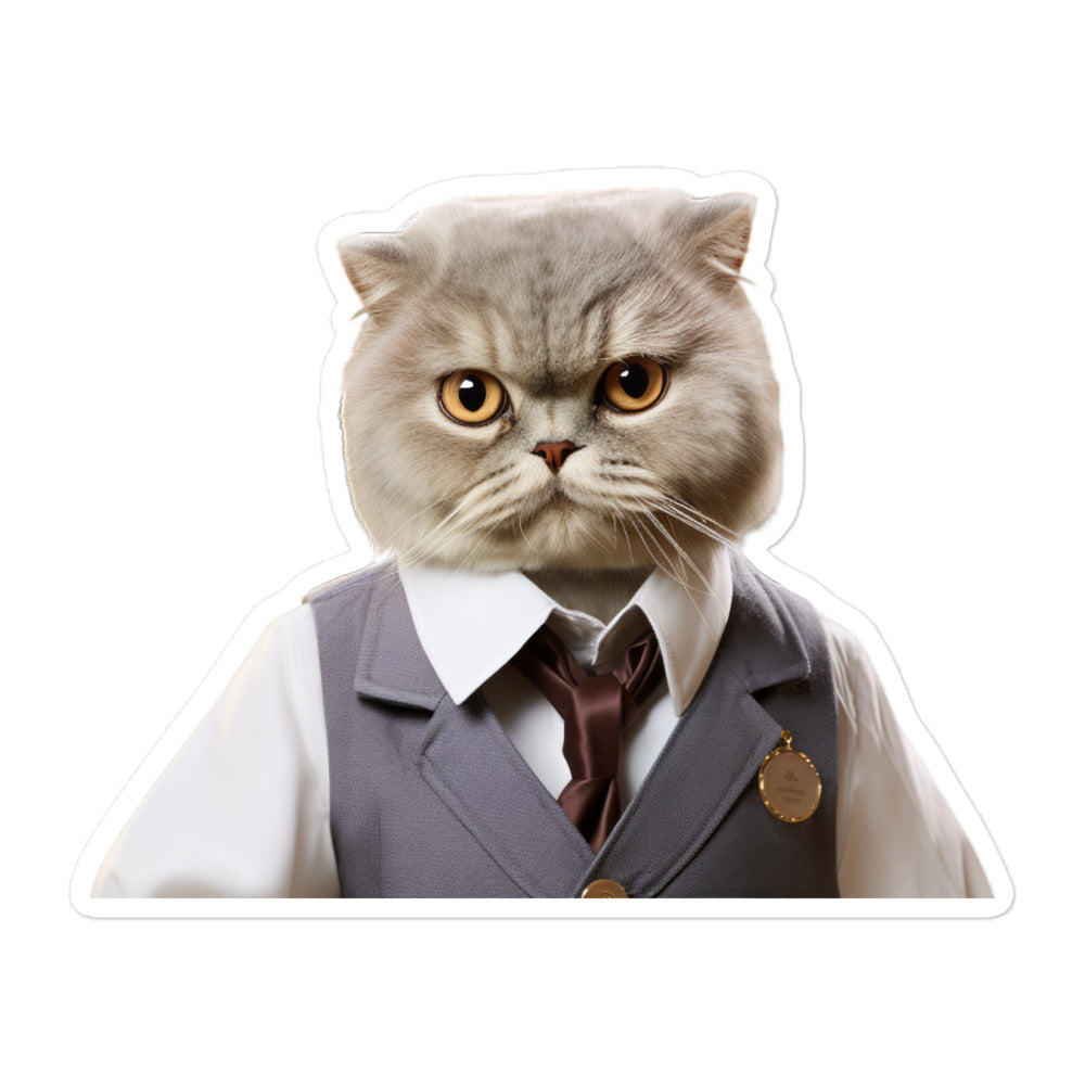 Scottish Fold Hotel Staff Sticker - Stickerfy.ai