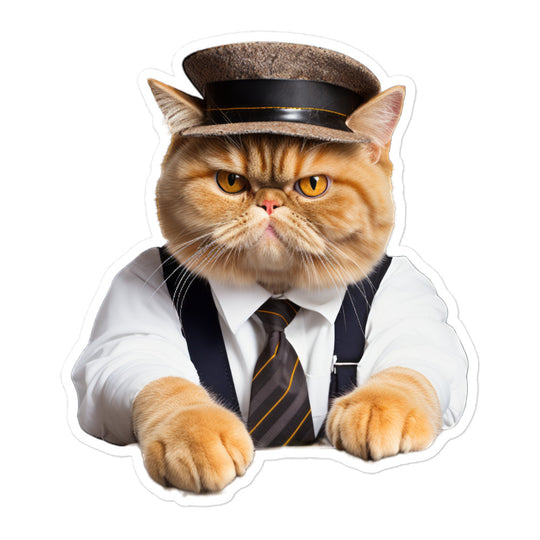 Exotic Shorthair Transit Operator Sticker - Stickerfy.ai