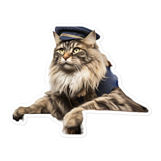 Maine Coon Transit Operator Sticker - Stickerfy.ai