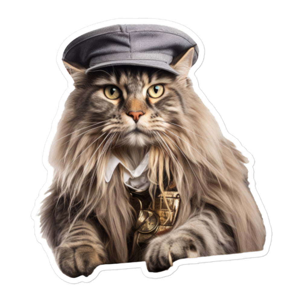 Maine Coon Transit Operator Sticker - Stickerfy.ai