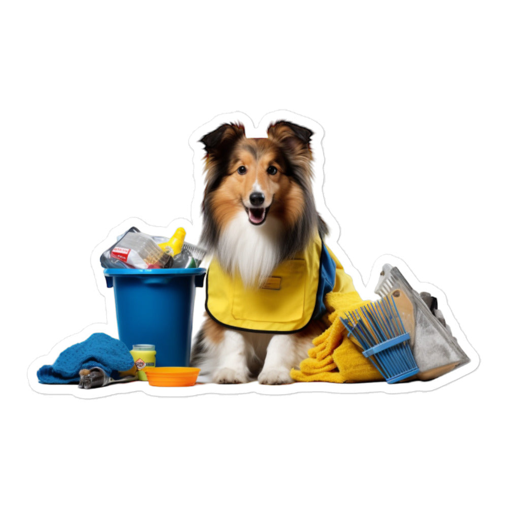 Shetland Sheepdog Janitor Sticker - Stickerfy.ai