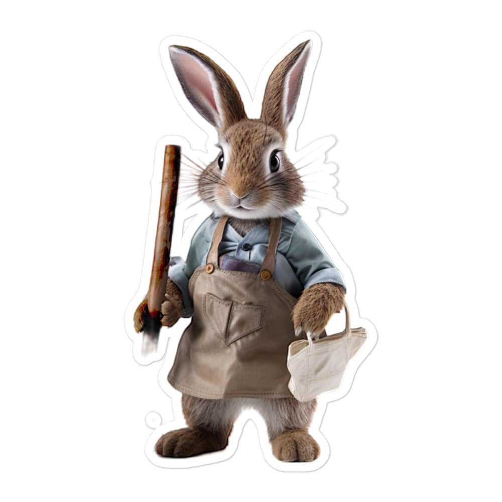 Britannia Petite Diligent Janitor Bunny Sticker - Stickerfy.ai