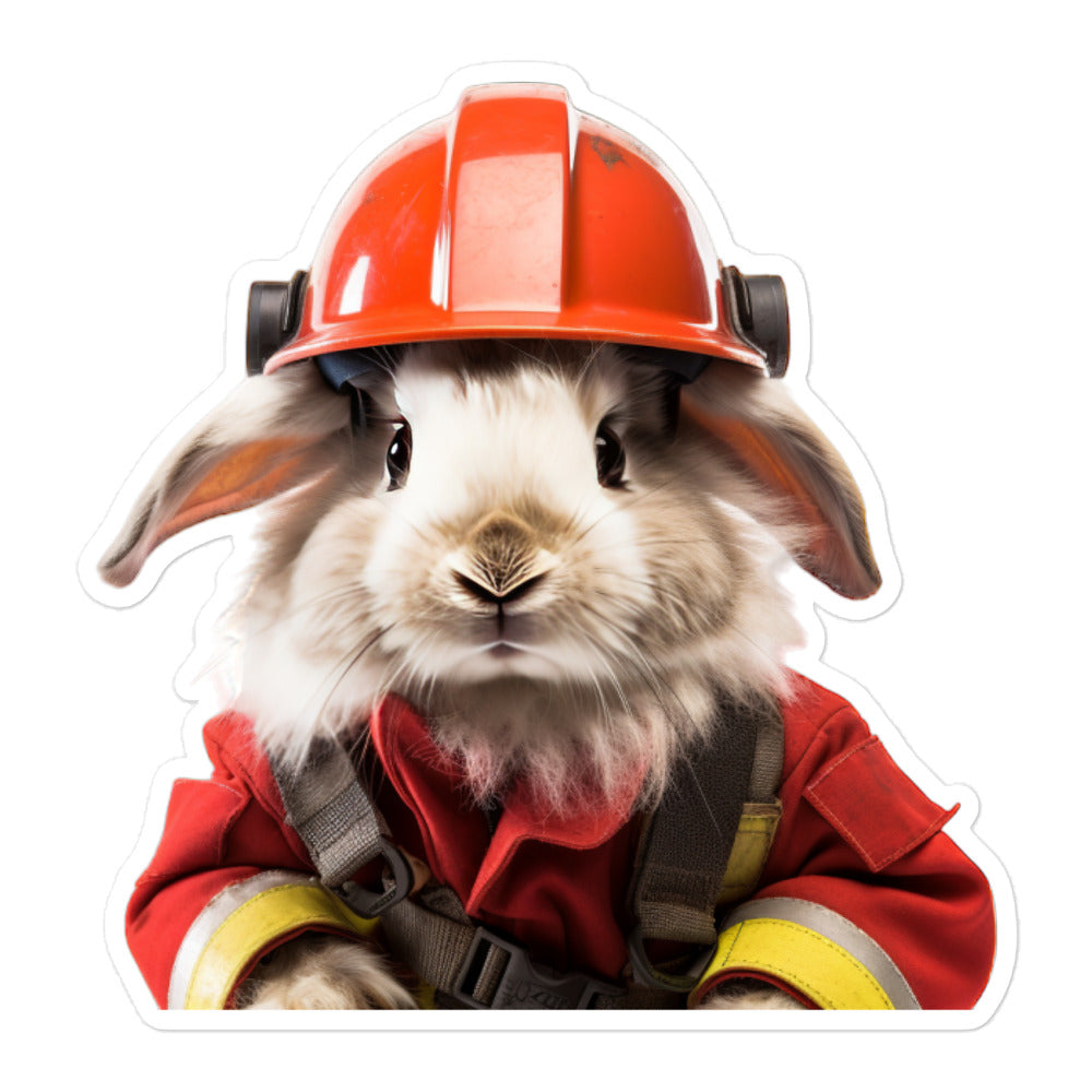 Angora Brave Firefighter Bunny Sticker - Stickerfy.ai