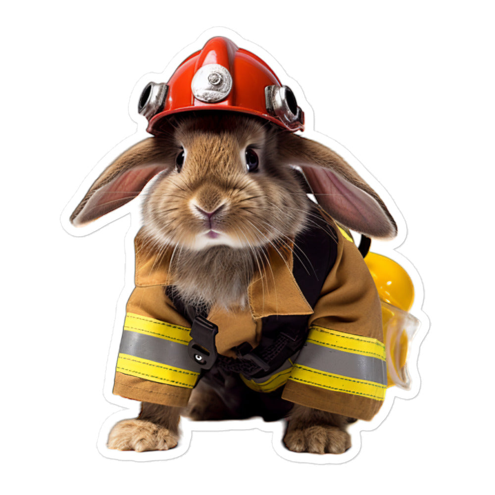 Dutch Brave Firefighter Bunny Sticker - Stickerfy.ai