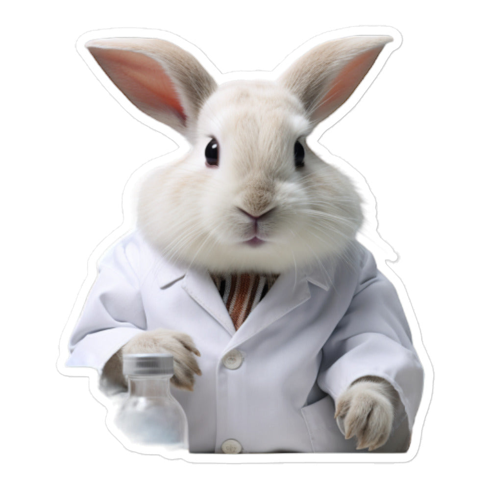 Dwarf Hotot Knowledgeable Pharmacist Bunny Sticker - Stickerfy.ai