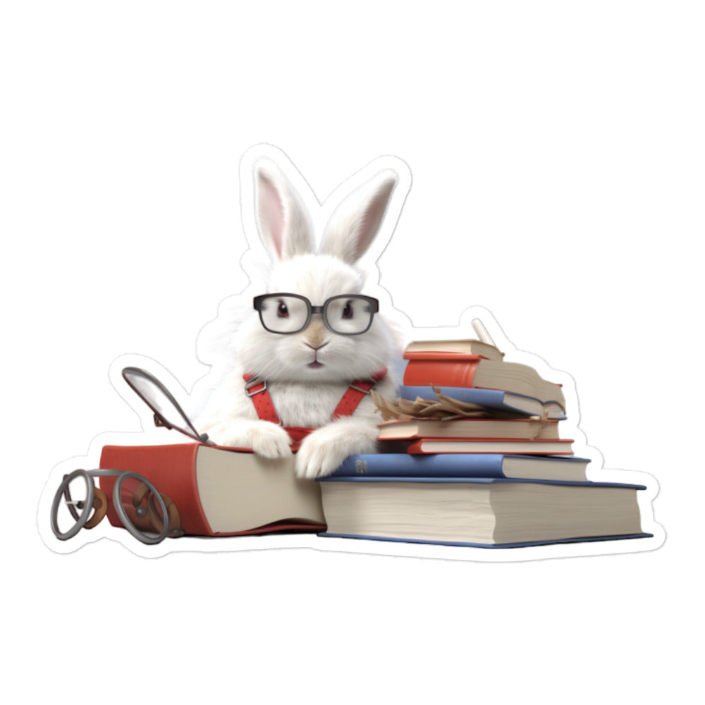 English Spot Enthusiastic Student Bunny Sticker - Stickerfy.ai
